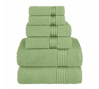 Elegant Comfort Juego de 6 toallas de algodón de alta calidad, incluye 2 paños, 2 toallas de mano y 2 toallas de baño, 100% algodón turco, toallas altamente absorbentes y súper suaves para baño, color