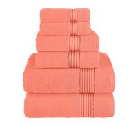 Elegant Comfort Juego de 6 Toallas de algodón, Incluye 2 toallitas, 2 Toallas de Mano y 2 Toallas de baño, 100% algodón Turco, Toallas Altamente absorbentes y súper Suaves para baño,