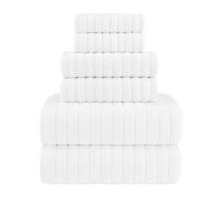 Elegant Comfort Juego de 6 Toallas de baño de Pana de algodón Turco 100% acanaladas, Tacto Premium, Secado rápido, Altamente absorbentes, Contiene 2 Toallas de baño, 2 Toallas de Mano y 2 paños de