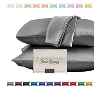 Elegant Comfort Juego de Funda de Almohada de satén Sedoso y Lujoso de 2 Piezas para una Piel y Cabello más saludables, Cierre de Cremallera Oculto y bellamente empaquetado, Juego de Fundas de