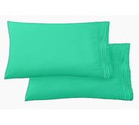Elegant Comfort Juego de Funda de Almohada ultrasuave de Lujo de 2 Piezas, Microfibra de Calidad de Hotel 1500 de Doble Cepillado, Resistente a Las Arrugas, estándar/Queen, Verde Azulado paraíso