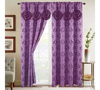 Elegant Comfort Juego de Paneles para Cortinas Estilo Jacquard con Cenefa en Cascada (Juego de 2), 137 x 213 cm, Lila/Morado