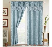 Elegant Comfort Juego de Paneles para Cortinas Estilo Jacquard con Cenefa en Cascada (Juego de 2), 137 x 213 cm, Azul Claro