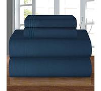 Elegant Comfort Juego de Ropa de Cama Acogedor Resistente a Las Arrugas, sábana Bajera elástica en Todo el Contorno, Bolsillo Profundo de hasta 16 Pulgadas, Microfibra, Azul Marino, tamaño California