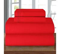 Elegant Comfort, Juego de Ropa de Cama Suave de Gama Alta de 1500 Hilos egipcios, Calidad hotelera, Antiarrugas, sábana Bajera elástica, Profundidad de 40 cm, 4 Piezas, King, Rojo