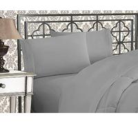 Elegant Comfort Juego de sábanas Bordadas de 4 Piezas de Calidad de Hotel, Resistente a Las Arrugas y a la decoloración, Microfibra, Silver-Light Grey, Matrimonio Doble