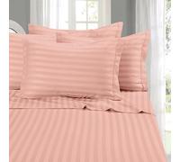 Elegant Comfort Juego de sábanas de 6 Piezas, Microfibra 1500, Bolsillo Profundo, Resistente a Las Arrugas, 6 Piezas, diseño de Rayas de Damasco, tamaño King, Rosa Polvoriento