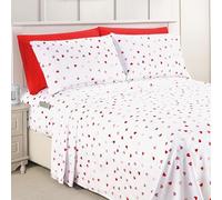 Elegant Comfort Juego de sábanas de 6 Piezas, Microfibra 1500, Bolsillo Profundo, Resistente a Las Arrugas, 6 Piezas, patrón de corazón, tamaño Queen, Valentina
