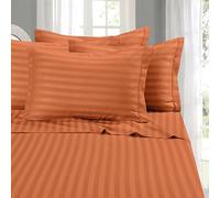 Elegant Comfort Juego de sábanas de 6 Piezas, Microfibra 1500, Bolsillo Profundo, Resistente a Las Arrugas, 6 Piezas, diseño de Rayas de Damasco, tamaño King, Color Coral