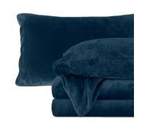 Elegant Comfort Juego de sábanas de Franela de Felpa Aterciopelada de 4 Piezas, acogedoras, cálidas, antiestáticas, sin Pelusas, tamaño matrimonial, Color Azul Marino