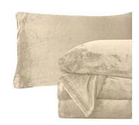 Elegant Comfort Juego de sábanas de Franela de Felpa Aterciopelada de 4 Piezas, acogedoras, cálidas, antiestáticas, sin Pelusas, tamaño Individual XL, Color Crema