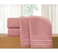 Elegant Comfort Juego de sábanas de Lujo de 4 Piezas, Ropa de Cama de Lujo 1500 Microfibra Hotel, Resistente a Las Arrugas, Fresca y Transpirable, fácil de Ajustar, Queen, Rosa