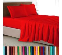 Elegant Comfort Juego de sábanas de Lujo de 4 Piezas, Ropa de Cama de Lujo 1500 Microfibra Hotel, Resistente a Las Arrugas, Fresca y Transpirable, fácil de Ajustar, Queen, Rojo