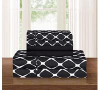 Elegant Comfort Juego de sábanas de Lujo de 6 Piezas, Resistente a Las Arrugas, patrón de Enrejado Milano - 1500 Hilos de Calidad egipcia, Juego de Ropa de Cama más Acogedor, Negro, tamaño King