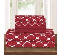 Elegant Comfort Juego de sábanas de Lujo más Suave y Acogedor de 6 Piezas, diseño de Enrejado Milano Resistente a Las Arrugas, 1500 Hilos, Calidad egipcia, Juego de Cama más Acogedor, Queen, borgoña
