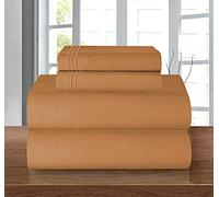 Elegant Comfort Juego de sábanas de lujo suave de 1500 hilos, calidad egipcia, 3 piezas, resistente a las arrugas y a la decoloración, bolsillo profundo, Microfibra, marrón, matrimonio