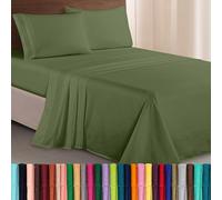 Elegant Comfort Juego de sábanas de Microfibra Lujoso de 1500 Hilos Hotel, de Tres líneas Bordadas, 4 Piezas, Resistente a Las Arrugas y decoloración, Queen, Verde Salvia