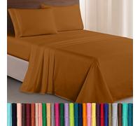 Elegant Comfort Juego de sábanas de Microfibra Lujoso de 1500 Hilos Hotel, de Tres líneas Bordadas, 4 Piezas, Resistente a Las Arrugas y decoloración, California King, Bronce