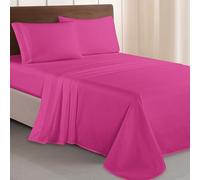 Elegant Comfort Juego de sábanas de Microfibra Lujoso de 1500 Hilos Hotel, de Tres líneas Bordadas, 4 Piezas, Resistente a Las Arrugas y decoloración, King, Rosa fosforito