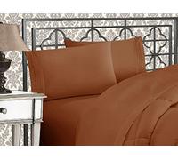 Elegant Comfort Juego de sábanas de Microfibra Lujoso de 1500 Hilos Hotel, de Tres líneas Bordadas, 4 Piezas, Resistente a Las Arrugas y decoloración, California King, Bronce