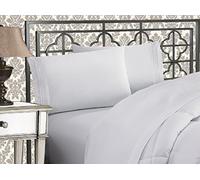 Elegant Comfort Juego de sábanas de Microfibra Lujoso de 1500 Hilos Hotel, de Tres líneas Bordadas, 4 Piezas, Resistente a Las Arrugas y decoloración, tamaño Completo, Blanco