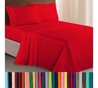 Elegant Comfort Juego de sábanas de Microfibra Lujoso de 1500 Hilos Hotel, de Tres líneas Bordadas, 4 Piezas, Resistente a Las Arrugas y decoloración, King, Rojo