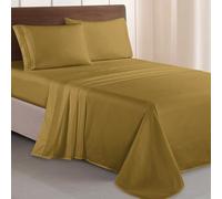 Elegant Comfort Juego de sábanas de Microfibra Lujoso de 1500 Hilos Hotel, de Tres líneas Bordadas, 4 Piezas, Resistente a Las Arrugas y decoloración, King, Bronce