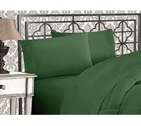 Elegant Comfort Juego de sábanas de Microfibra Lujoso de 1500 Hilos Hotel, de Tres líneas Bordadas, 4 Piezas, Resistente a Las Arrugas y decoloración, King, Verde Oscuro