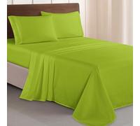 Elegant Comfort Juego de sábanas de Microfibra Lujoso de 1500 Hilos Hotel, de Tres líneas Bordadas, 4 Piezas, Resistente a Las Arrugas y decoloración, Queen, Lima