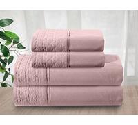 Elegant Comfort Juego de sábanas de 4 Piezas, 1500 Hilos, Microfibra de Calidad egipcia, Resistente a Las Arrugas, Hermoso diseño Acolchado en sábana encimera y Fundas de Almohada, tamaño Queen, Rosa