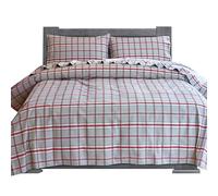 Elegant Comfort Juego de sábanas Suaves de Franela 100% algodón Turco, 4 Piezas, Ultra Suaves, acogedoras, cálidas y Antibolitas, tamaño Queen, Color Gris a Cuadros