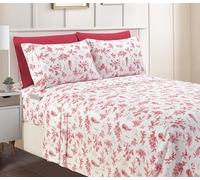 Elegant Comfort Juego de sábanas Suaves de Lujo con patrón Festivo 1500, Microfibra, suavidad, Resistente a Las Arrugas y a la decoloración (6 Piezas), tamaño Queen, Cardenal