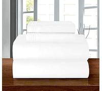 Elegant Comfort - Juego de sábanas suaves, tipo algodón egipcio de 1500 hilos, 4 piezas, antiarrugas, sábana bajera con elástico completo, para colchones gruesos (40 cm), tamaño Full, blanco