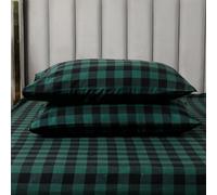 Elegant Comfort Juego de sábanas ultrasuave de Franela de 100% algodón Turco, 4 Piezas, sábanas de Franela de algodón Turco a Cuadros, cálidas y acogedoras, sin Pelusas, sábana Bajera de Bolsillo