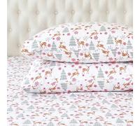 Elegant Comfort - Juego de sábanas ultrasuaves de Franela de 100% algodón Turco prémium, 4 Piezas, diseño navideño, cálidas y acogedoras, sábana Bajera Profunda, tamaño Queen, Ciervo a Cuadros