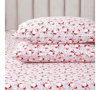 Elegant Comfort - Juego de sábanas ultrasuaves de Franela de 100% algodón Turco prémium, 4 Piezas, diseño navideño, cálidas y acogedoras, sábana Bajera Profunda, tamaño King, Papá Noel Alegre