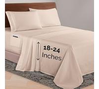 Elegant Comfort Juego de sábanas ultrasuaves de Microfibra Lujoso de 1500 Hilos Hotel, 4 Piezas, 45-60 cm de Profundidad, Bolsillo extraprofundo, King, Crema