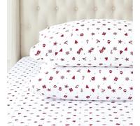 Elegant Comfort Juego de sbanas de franela de algodn turco 100% ultra suave, 4 piezas, sbanas de franela navideas, clidas y acogedoras, sba