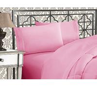 Elegant Comfort Lujoso Juego de sábanas 1500 de Microfibra hotelera, de Tres líneas Bordadas, de 4 Piezas, Resistente a Las Arrugas y a la decoloración, matrimonial, Rosa Claro