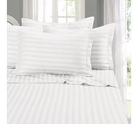 Lujoso juego de sábanas Elegant Comfort de 6 piezas. El mejor, más agradable y más suave juego de cama. Tejido antiarrugas de 1500 hilos de calidad egipcia, alto especial, diseño Damasco a rayas