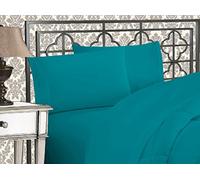 Elegant Comfort Lujoso Juego de sábanas de 1500 Hilos, Calidad egipcia, Tres líneas, Bordado, más Suave, Calidad de Hotel, 4 Piezas, Resistente a Las Arrugas y a la decoloración, Queen, Turquesa