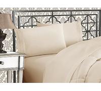 Elegant Comfort Luxurious 1500 Thread Count Egyptian Three Line Embroidered Softest Premium Hotel Quality 4-Piece Bed Sheet Set, Wrinkle and Fade Resistant, Full, Cream
