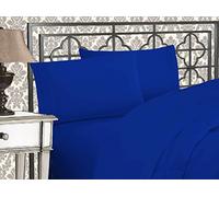 Elegant Comfort Lujoso Juego de sábanas de 1500 Hilos de Calidad egipcia, Tres líneas Bordadas, Suaves, 4 Piezas, Resistente a Las Arrugas y a la decoloración, matrimonial, Azul