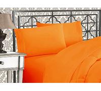 Elegant Comfort Lujoso juego de sábanas de 4 piezas de calidad egipcia de 3 líneas bordadas de calidad de hotel de 1500 hilos, resistente a las arrugas y a la decoloración, tamaño Queen, color naranja