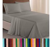Elegant Comfort Lujoso Juego de sábanas de Microfibra 1500, de Tres líneas Bordadas, de 4 Piezas, Resistente a Las Arrugas y a la decoloración, tamaño Queen, Color Gris