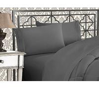 Elegant Comfort Lujoso Juego de sábanas de Microfibra 1500, de Tres líneas Bordadas, de 4 Piezas, Resistente a Las Arrugas y a la decoloración, tamaño Queen, Color Gris