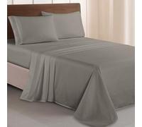 Elegant Comfort Lujoso Juego de sábanas de Microfibra 1500, de Tres líneas Bordadas, de 4 Piezas, Resistente a Las Arrugas y a la decoloración, matrimonial, Gris