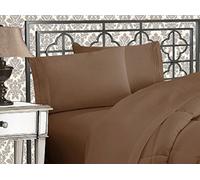 Elegant Comfort Lujoso Juego de sábanas de Microfibra 1500, de Tres líneas Bordadas, de 4 Piezas, Resistente a Las Arrugas y a la decoloración, tamaño Queen, Color Gris Pardo