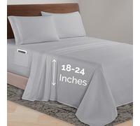 Elegant Comfort Luxurious 1500 Premium Hotel Quality Microfiber 4-Piece Sheet Set, 18-24 Inches Deep - Extra Deep Pocket Sheets - Ultra Soft 4PC Deep Pocket Sheets, California King, Silver Gray
