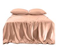 Elegant Comfort Luxurious 4-Piece Silky Satin Sheet Set, Skin and Hair Friendly, Wrinkle, Fade, Stain Resistant with Deep Pockets Fitted Sheet, Cooling Soft Satin Sheet Set, Queen, Dusty Rose